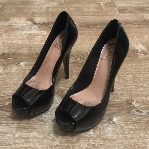 Vince Camino Black Peep Toe Heels - Picture 2 of 3